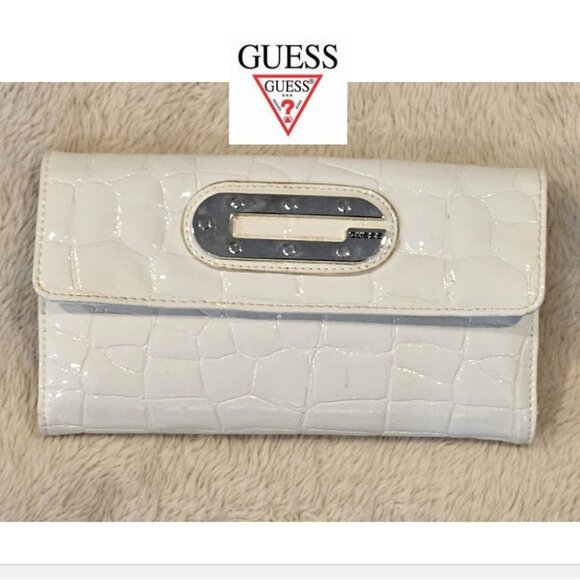 GUESS, Ivory faux crocodile textured wallet - Picture 1 of 8